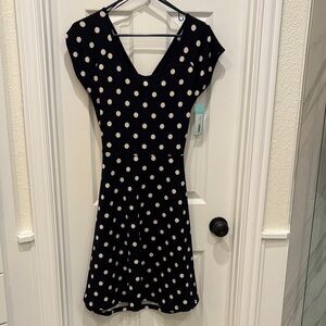 Gilli Navy and White Polka Dot Mini Dress
